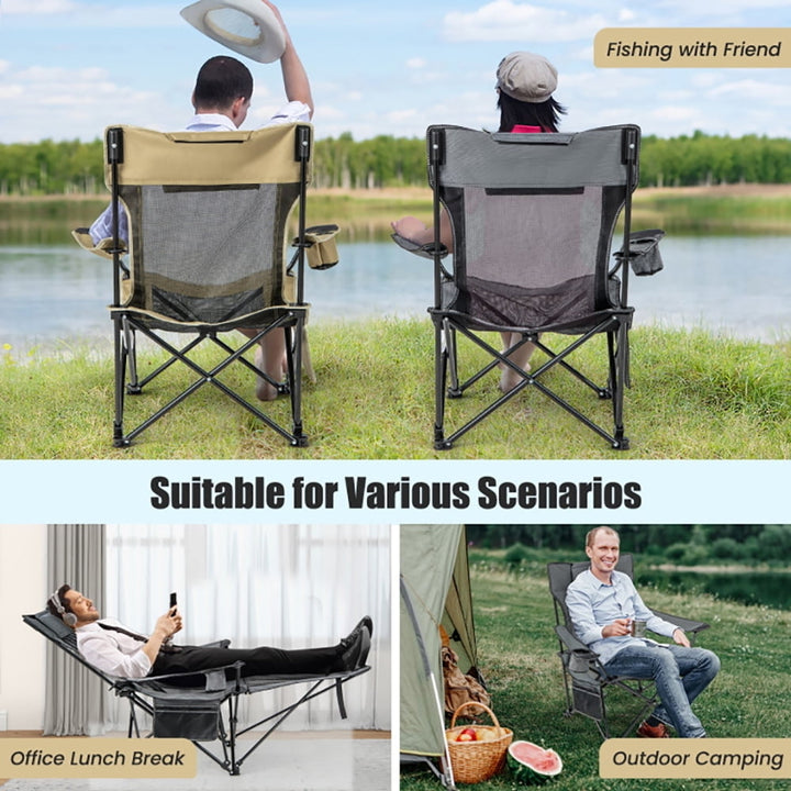 Hommoo Camping Lounge Chair with Detachable Footrest Adjustable Backrest-Gray, Camping Chairs for Adult Hiking Fishing Image 5