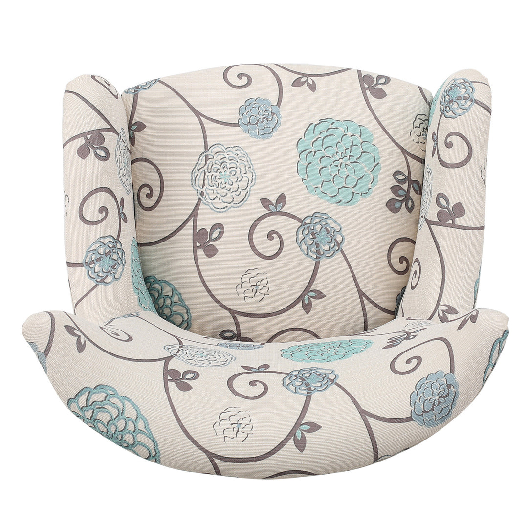 Hommoo Patterned Armchair with Colorful Accents, White+Multi Fabric, Bold Statement Chair, 30.25x30x36.25" Image 4