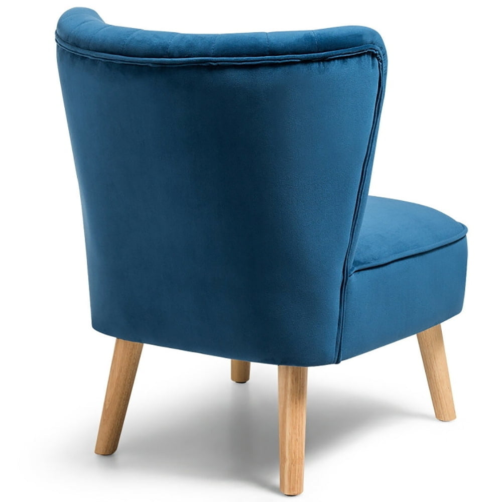 Hommoo Armless Accent Chair, Wingback Sofa Chair,Reading Chair,Modern Armless Velvet Accent Chair with Wood Legs-Blue Image 5