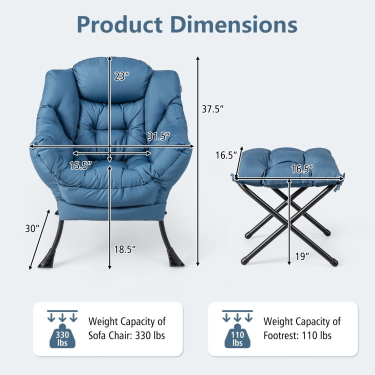 Hommoo Modern Accent Sofa Chair with Folding Footrest and Side Pocket, Fabric Lazy Chair for Living Room, Bedroom, Dorm, Image 5