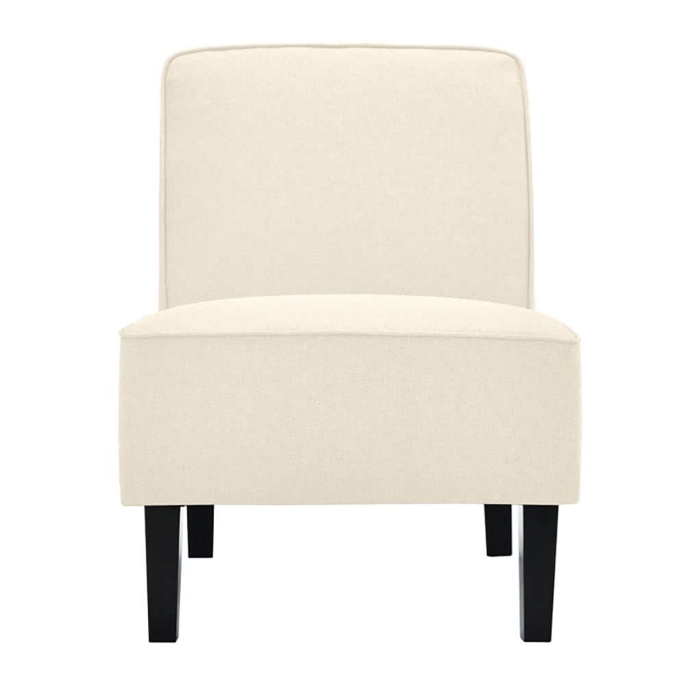 Hommoo Modern Armless Accent Chair with Rubber Wood Legs-Beige, Modern Mid-Century Upholstered Living Room Chair Image 1