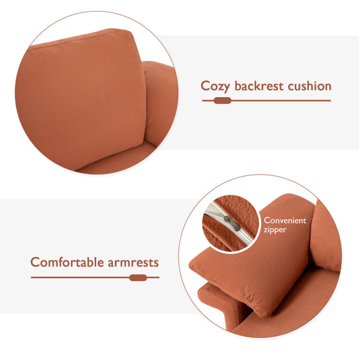 Hommoo Modern Fabric Accent Armchair with Original Distributed Spring and Armrest Cushions-Rust Red Image 2