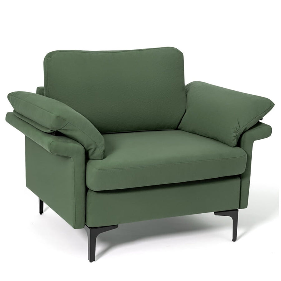 Hommoo Modern Fabric Accent Armchair with Original Distributed Spring and Armrest Cushions-Army Green Image 1