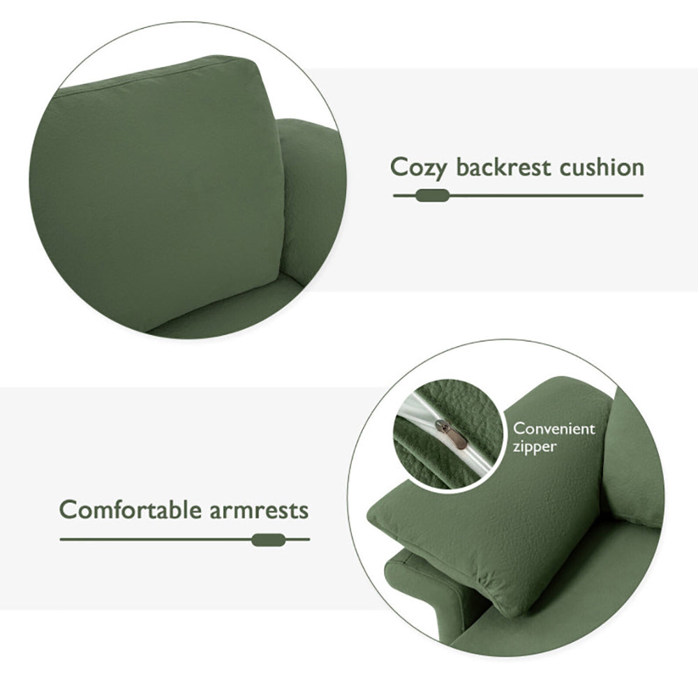 Hommoo Modern Fabric Accent Armchair with Original Distributed Spring and Armrest Cushions-Army Green Image 2