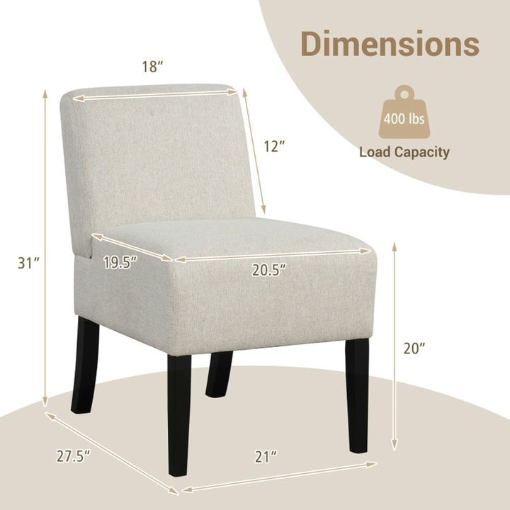 Hommoo Dining Chair,Dinner Chair,Upholstered Living Room Chair with Rubber Wood Legs-Beige Image 2