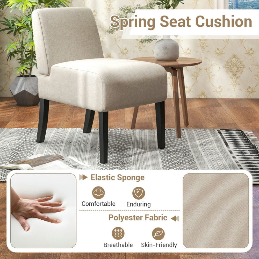 Hommoo Dining Chair,Dinner Chair,Upholstered Living Room Chair with Rubber Wood Legs-Beige Image 4