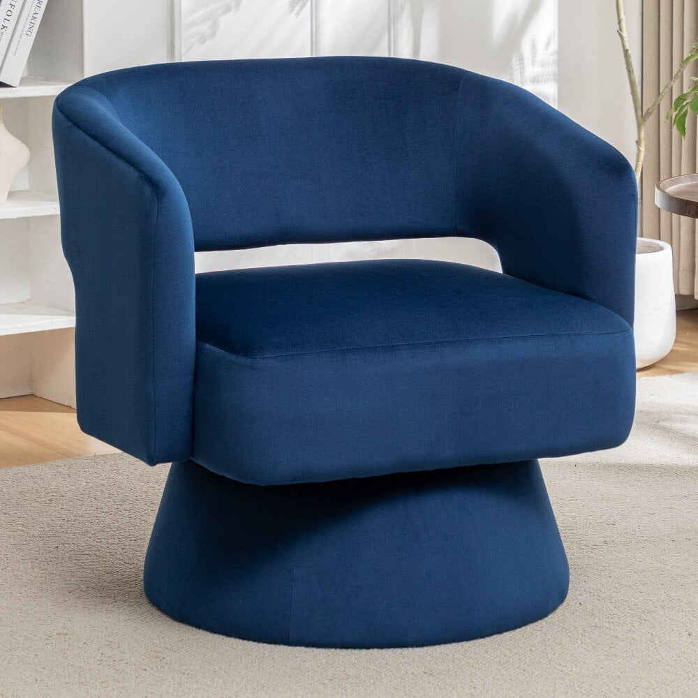 Hommoo Swivel Barrel Chair, Velvet Accent Armchair 360 Degree Swivel Club Chair for Living Room Bedroom Reception Room Image 6