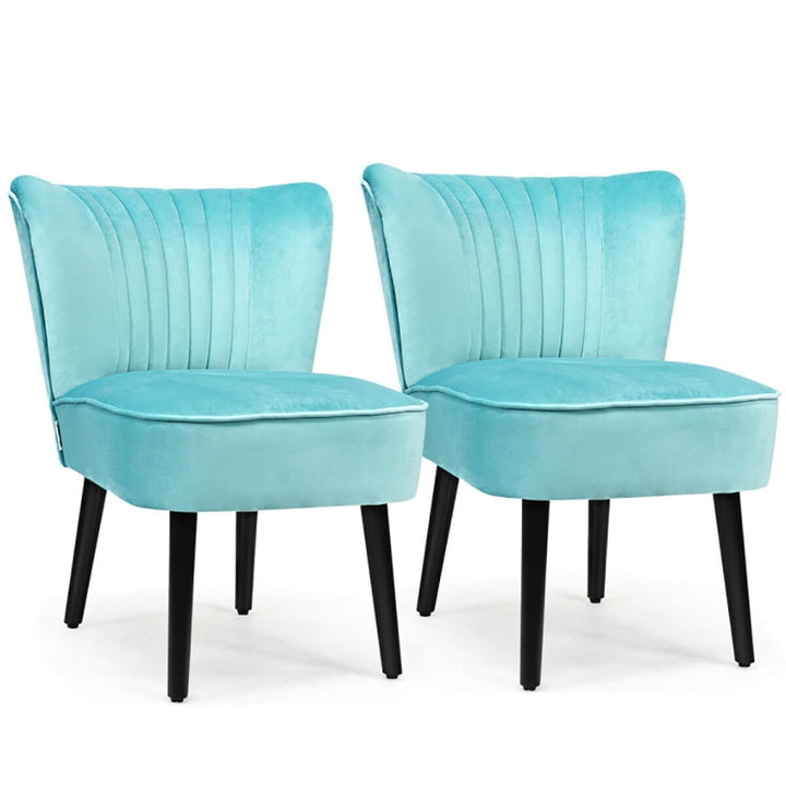 Hommoo Armless Accent Chair, Wingback Sofa Chair, Set of 2 Upholstered Modern Leisure Club Chairs with Solid Wood Image 1