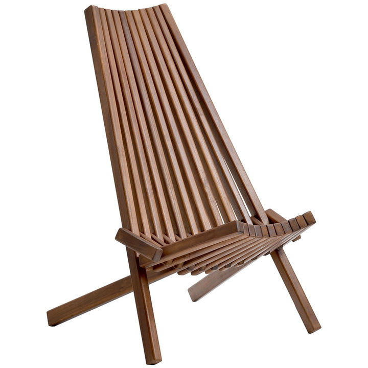 Hommoo Outdoor Slatted Design Wood Reclining Chair, High Back Adirondack Chair for Porch Yard Accent Image 1