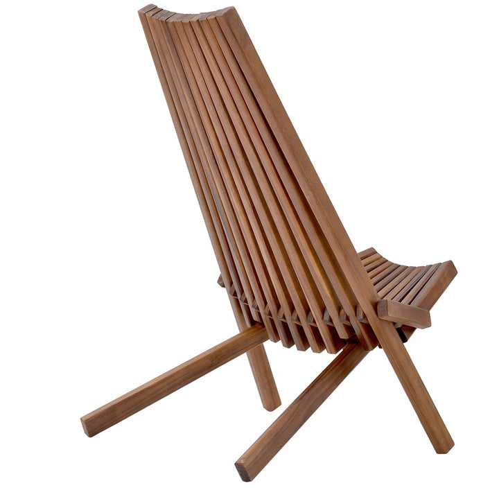 Hommoo Outdoor Slatted Design Wood Reclining Chair, High Back Adirondack Chair for Porch Yard Accent Image 2