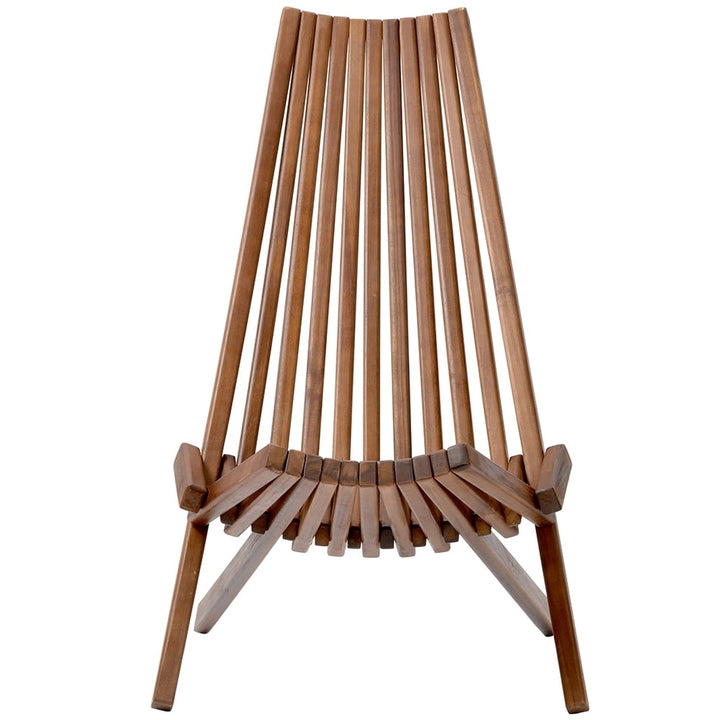 Hommoo Outdoor Slatted Design Wood Reclining Chair, High Back Adirondack Chair for Porch Yard Accent Image 4