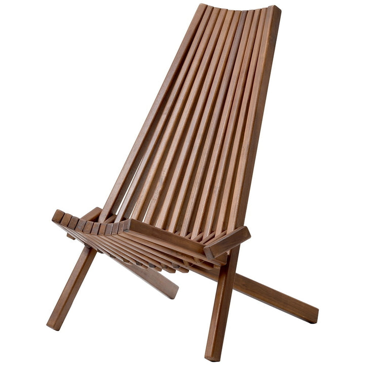 Hommoo Outdoor Slatted Design Wood Reclining Chair, High Back Adirondack Chair for Porch Yard Accent Image 7