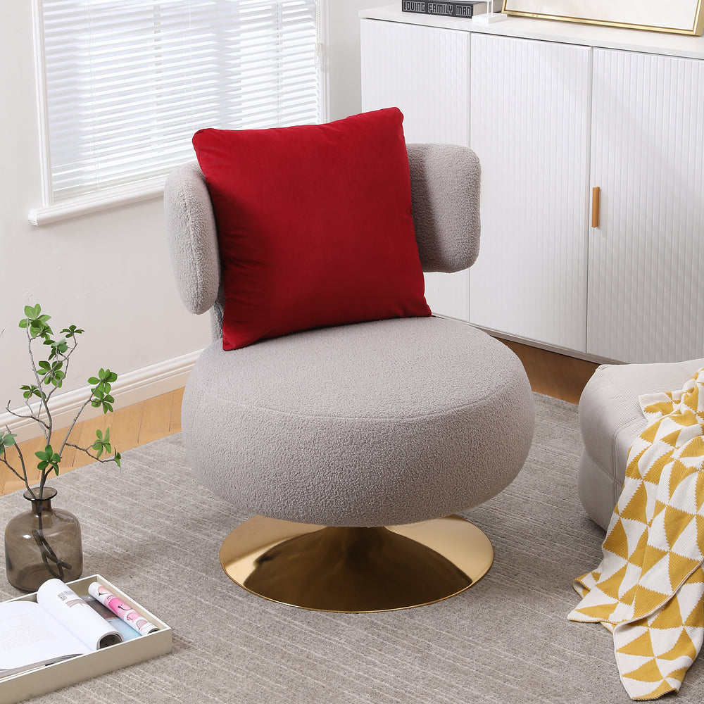 Hommoo Upholstered Leisure Accent Chair with Golden Metal Base for Nursery, Living Room, Bedroom, Grey Image 2