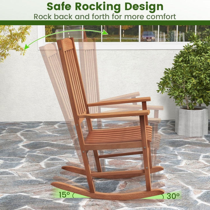 Hommoo Eucalyptus Wood Rocker Chair with Stable and Safe Rocking Base , Outdoor Glider Rocking Chair Cushion Lawn, Image 3