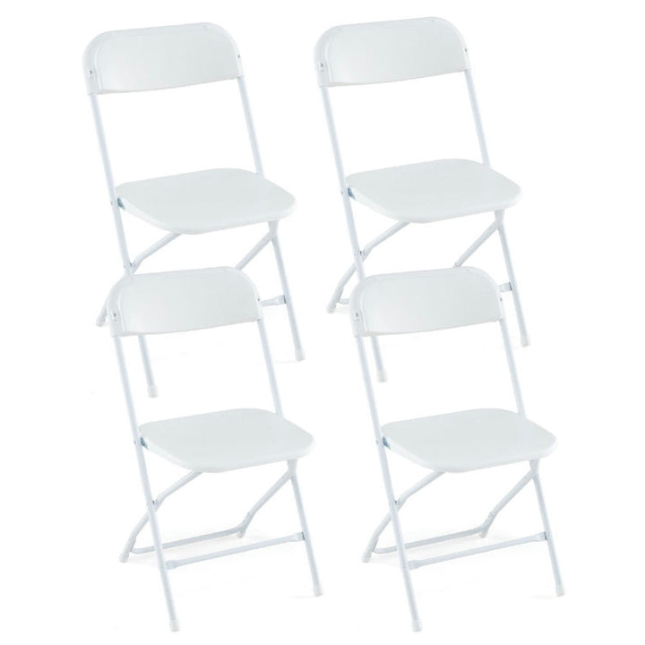 Hommoo Dining Chair,Dinner Chair,4 Pack Metal Folding Chairs with Plastic Seat and Back-White Image 1