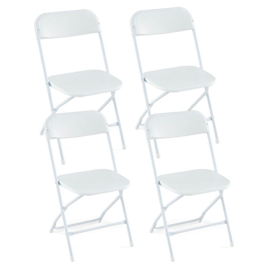 Hommoo Dining Chair,Dinner Chair,4 Pack Metal Folding Chairs with Plastic Seat and Back-White Image 1