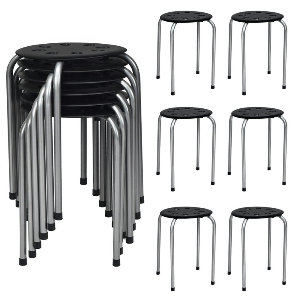 Hommoo Dining Chairs, Kitchen Chairs Trattoria Chairs,Set of 6 Portable Plastic Stack Stools -Gray Image 1