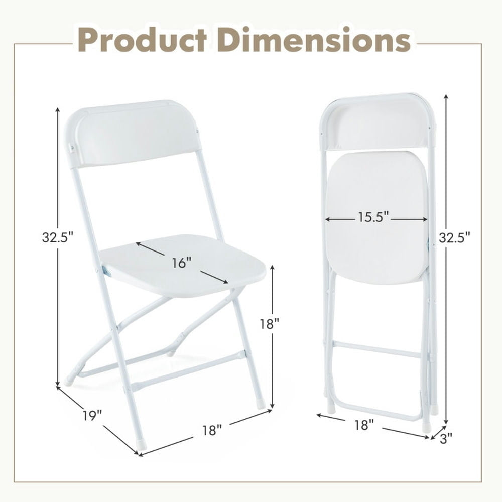 Hommoo Dining Chair,Dinner Chair,4 Pack Metal Folding Chairs with Plastic Seat and Back-White Image 3