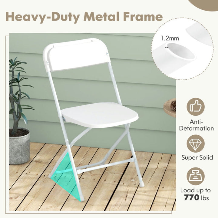 Hommoo Dining Chair,Dinner Chair,4 Pack Metal Folding Chairs with Plastic Seat and Back-White Image 4