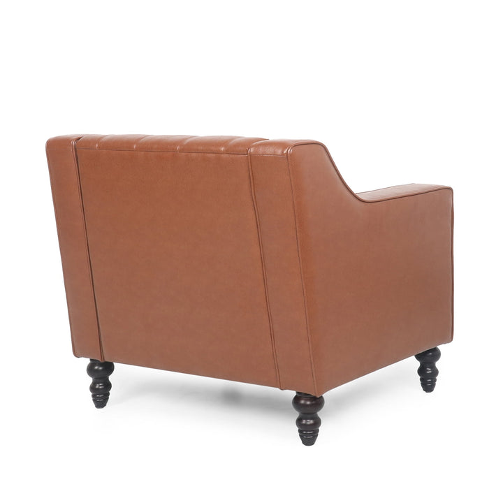 Barrel-Shaped Chair Elegant Style Club Chair, Accent Chair, Upholstered Velvet Chair, Light Brown Image 2