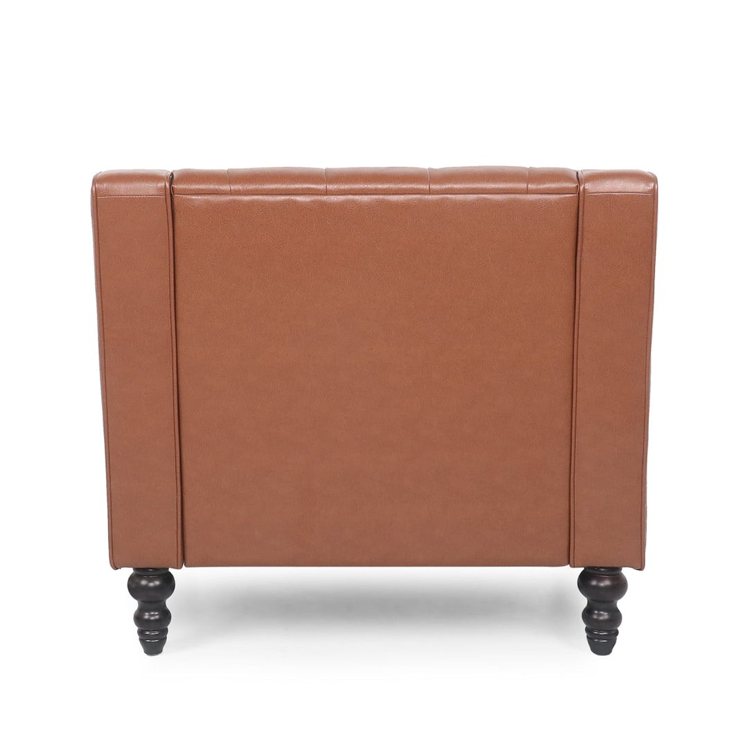 Barrel-Shaped Chair Elegant Style Club Chair, Accent Chair, Upholstered Velvet Chair, Light Brown Image 3