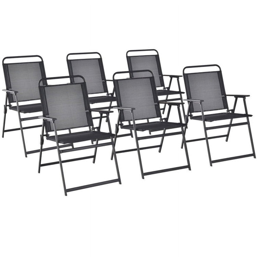 Hommoo Set of 2/4/6 Outdoor Folding Chairs with Breathable Seat-Set of 6, Outdoor Dining Chair for Outside Patio Image 1