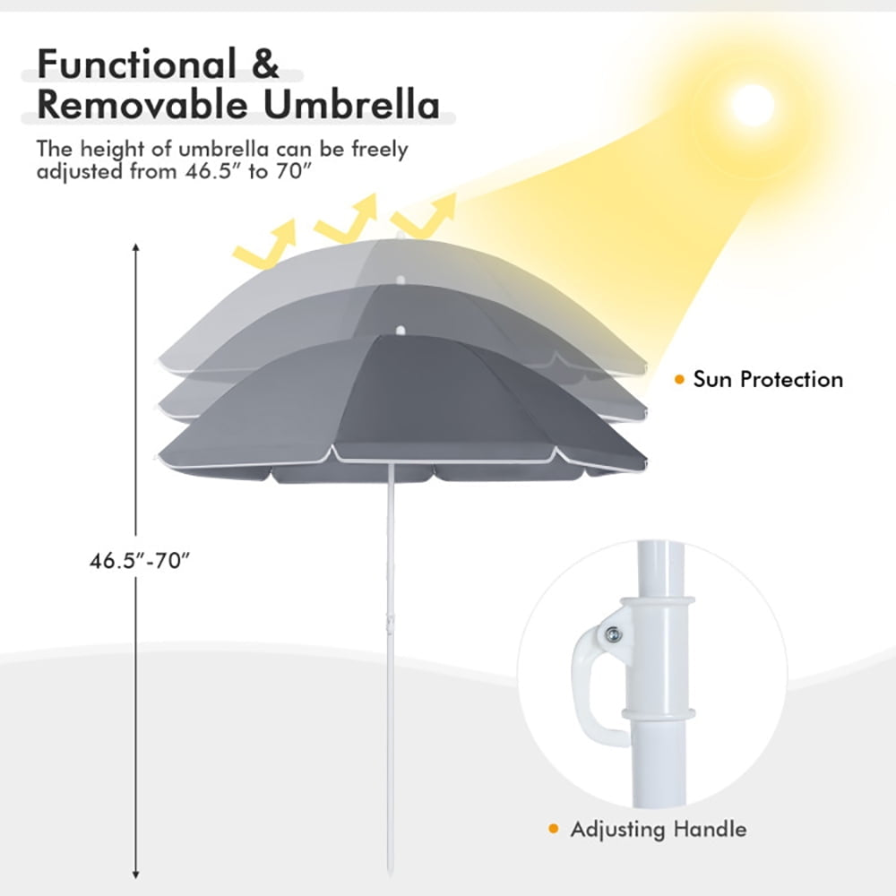 Hommoo Portable Folding Picnic Double Chair With Umbrella-Gray Portable Folding Picnic Chair for Beach, Camping Image 2