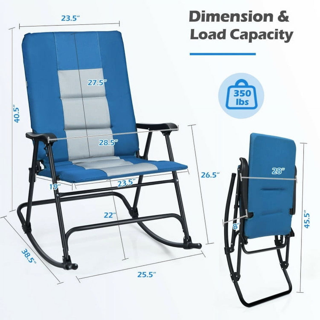 Hommoo Foldable Rocking Padded Portable Camping Chair with Backrest and Armrest,Outdoor Glider Rocking Chair Cushion Image 5