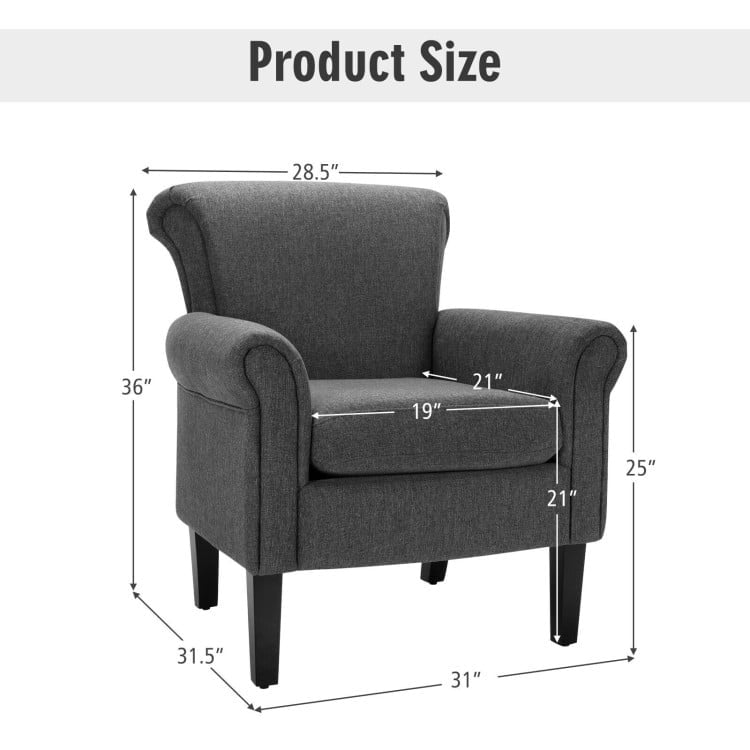 Hommoo Lounge Chair, Accent Armchair Leisure Chair,Accent Sofa Chair,Upholstered Fabric Accent Chair with Adjustable Image 2