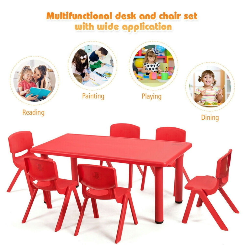 Hommoo 6-pack Kids Plastic Stackable Classroom Chairs-Red, Kids Chairs for Kids Image 2