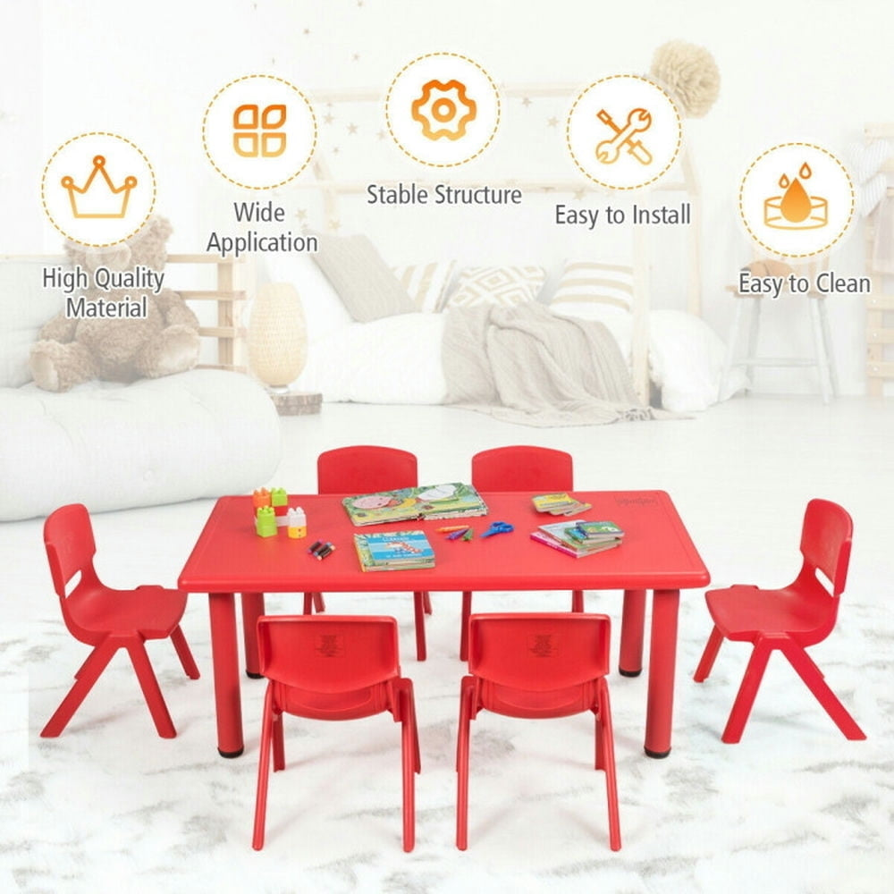 Hommoo 6-pack Kids Plastic Stackable Classroom Chairs-Red, Kids Chairs for Kids Image 6