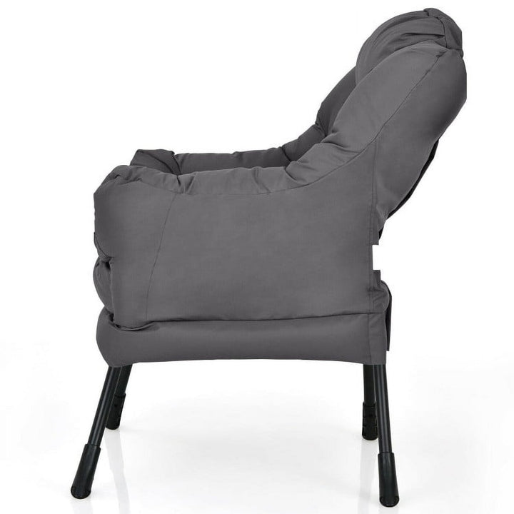 Hommoo Lounge Chair, Accent Armchair Leisure Chair, Modern Polyester Fabric Lazy Chair with Steel Frame and Side Image 4