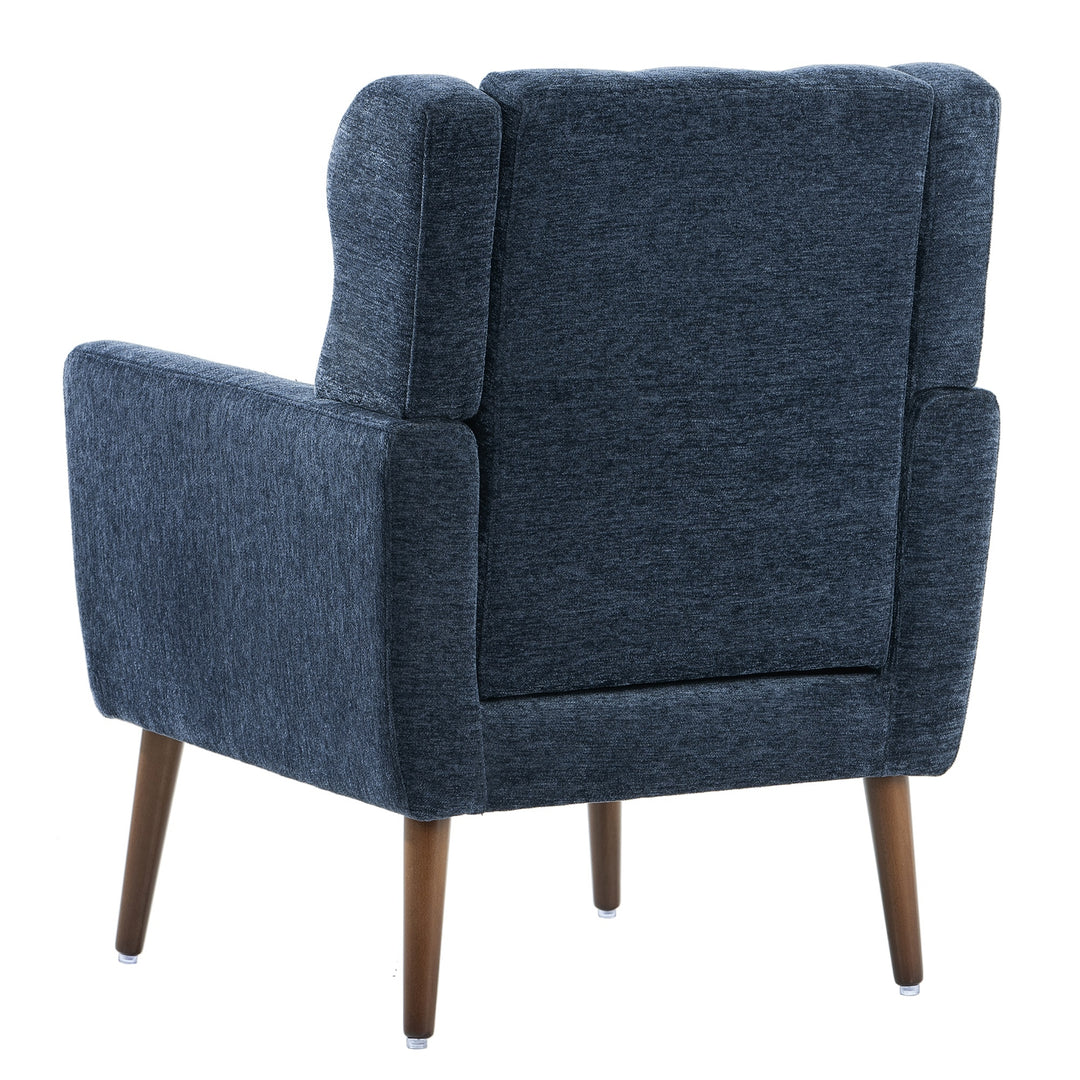 Hommoo Reading Arm Living Room Comfy Accent Chairs for Bedroom, Comfy Upholstered Single Sofa Dark Blue Image 2