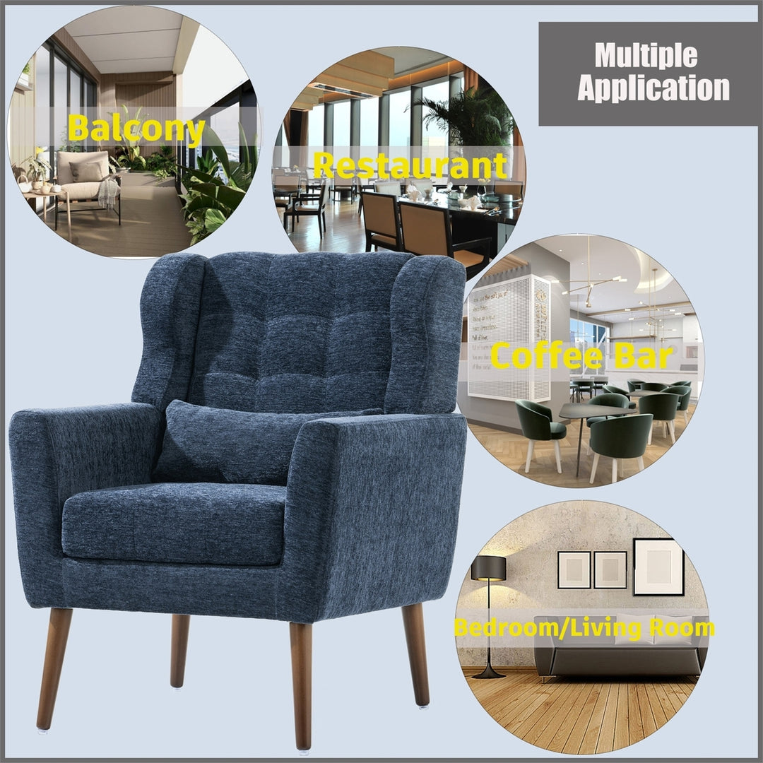 Hommoo Reading Arm Living Room Comfy Accent Chairs for Bedroom, Comfy Upholstered Single Sofa Dark Blue Image 3