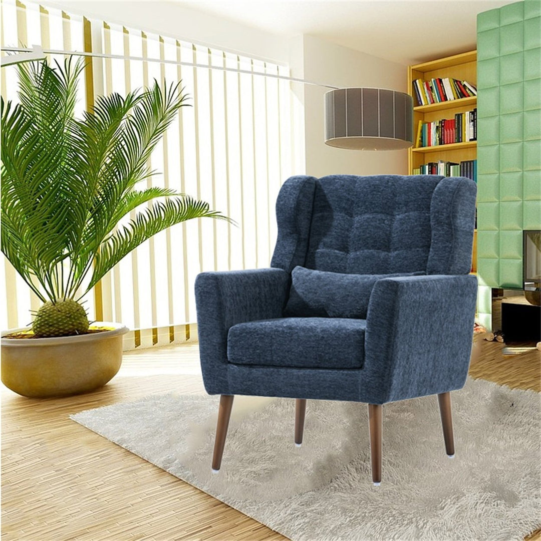 Hommoo Reading Arm Living Room Comfy Accent Chairs for Bedroom, Comfy Upholstered Single Sofa Dark Blue Image 4