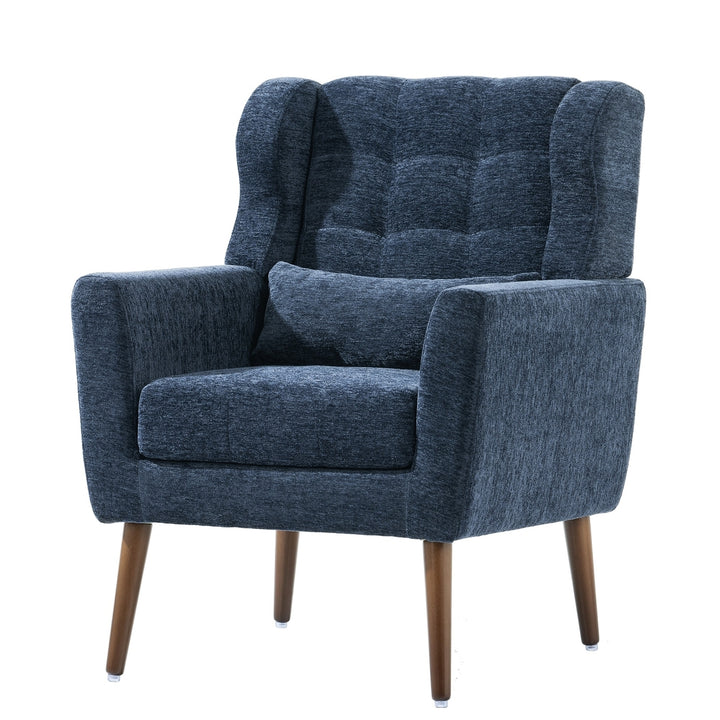 Hommoo Reading Arm Living Room Comfy Accent Chairs for Bedroom, Comfy Upholstered Single Sofa Dark Blue Image 5