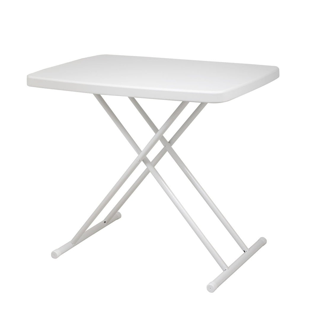 Hommoo Sturdy Lightweight Folding Table, 4 Height Settings, White, Tubular Steel Frame, 220lb Load Image 3