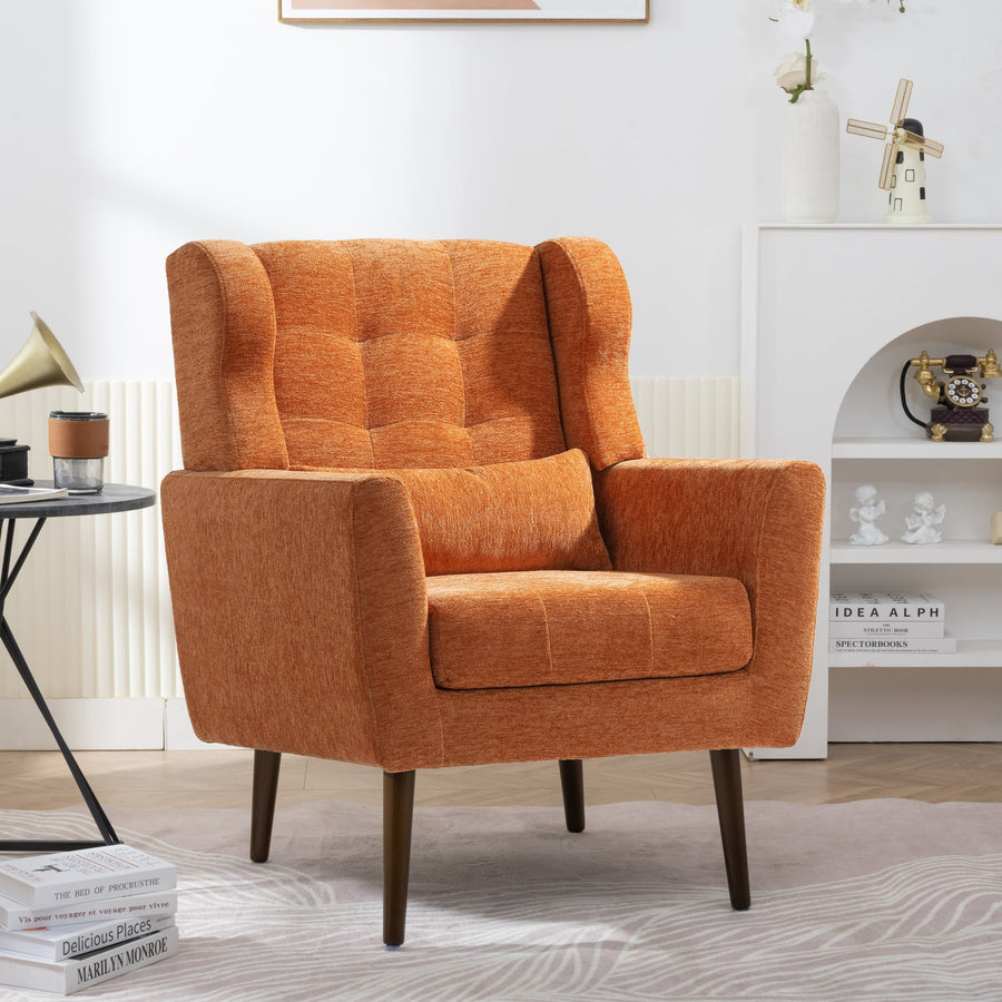 Hommoo Reading Arm Living Room Comfy Accent Chairs for Bedroom, Comfy Upholstered Single Sofa Orange Image 1