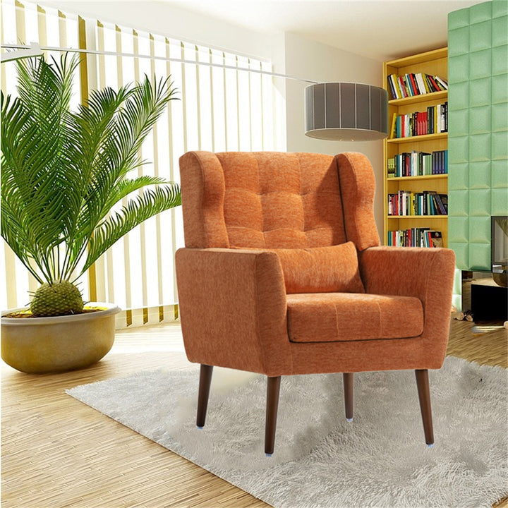 Hommoo Reading Arm Living Room Comfy Accent Chairs for Bedroom, Comfy Upholstered Single Sofa Orange Image 3