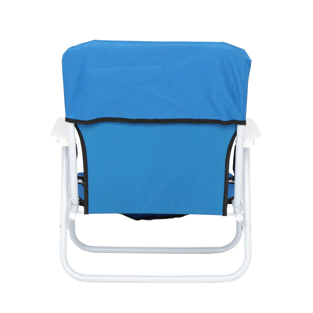 Hommoo Folding Beach Chair, Oxford Cloth Iron Outdoor Beach Chair - Blue Image 2