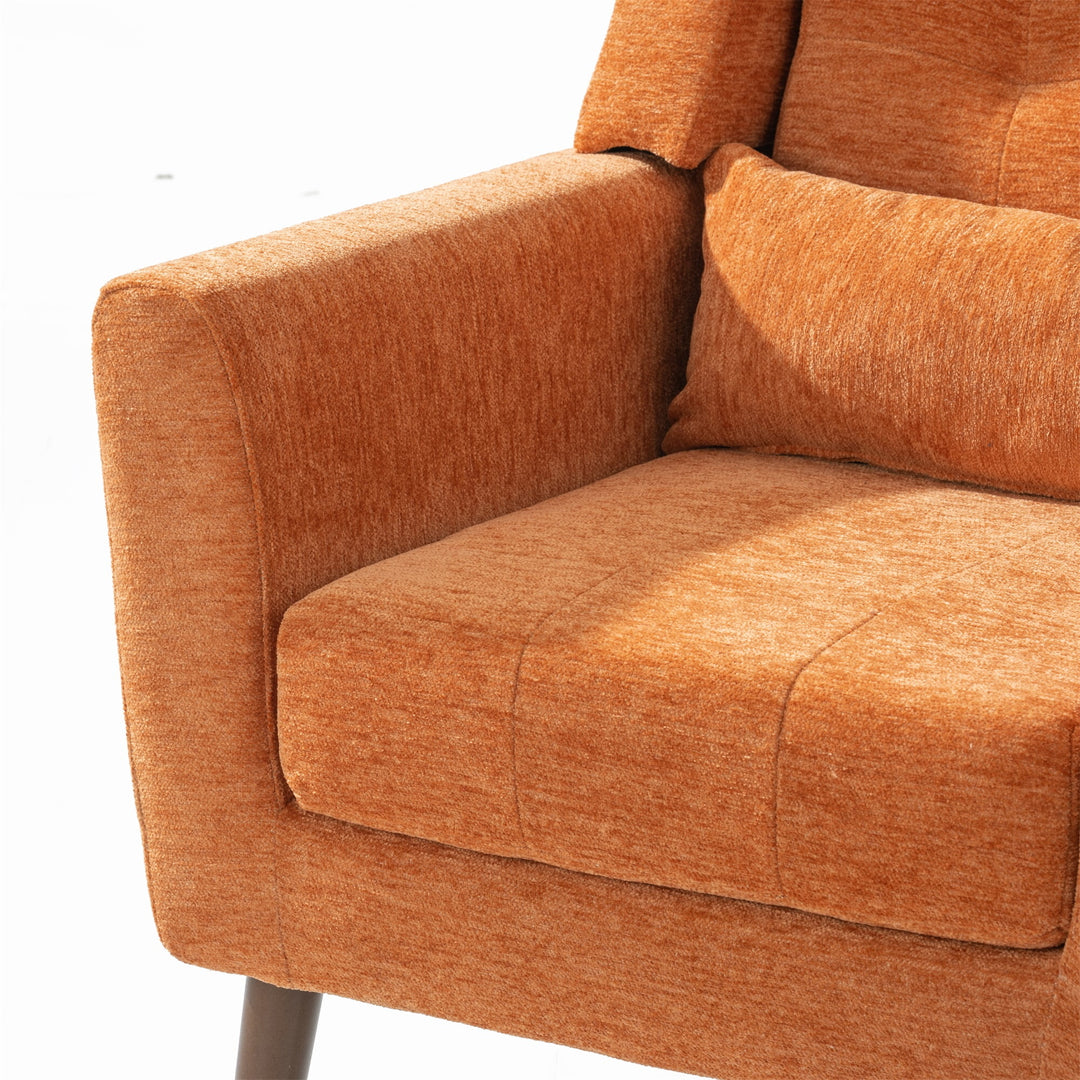 Hommoo Reading Arm Living Room Comfy Accent Chairs for Bedroom, Comfy Upholstered Single Sofa Orange Image 5