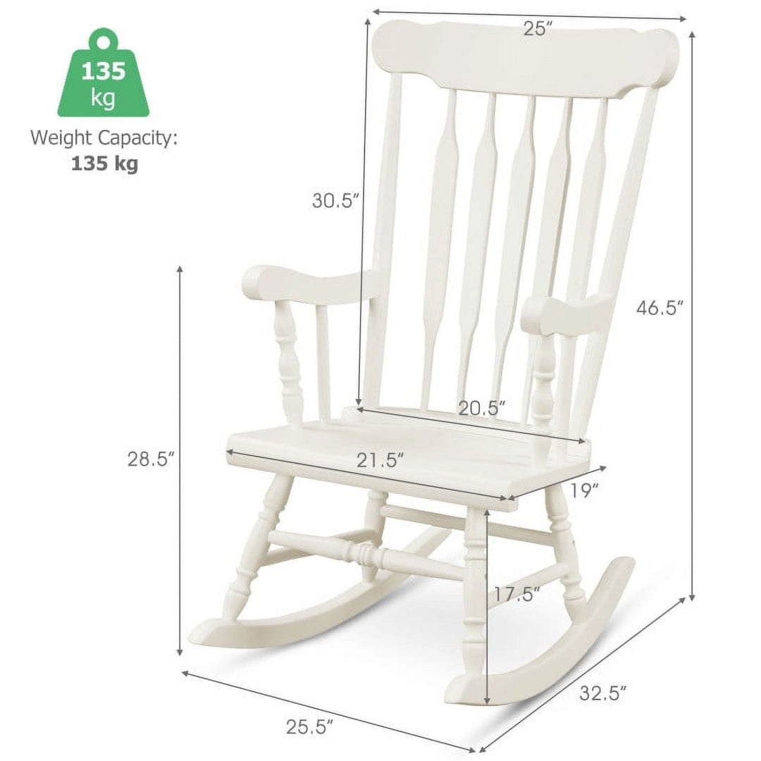 Hommoo Outdoor Outdoor Acacia Wood Rocking Chair with Det, Chair Single Rocker for Patio Deck Porch,Backyard,Indoor and Image 3