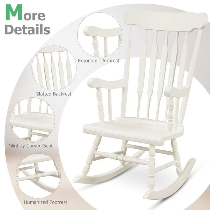 Hommoo Outdoor Outdoor Acacia Wood Rocking Chair with Det, Chair Single Rocker for Patio Deck Porch,Backyard,Indoor and Image 5