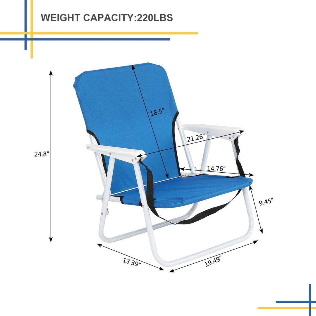 Hommoo Folding Beach Chair, Oxford Cloth Iron Outdoor Beach Chair - Blue Image 7