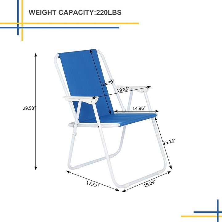 Hommoo Folding Beach Chair, Oxford Cloth Iron Outdoor Beach Chair, Blue Image 4