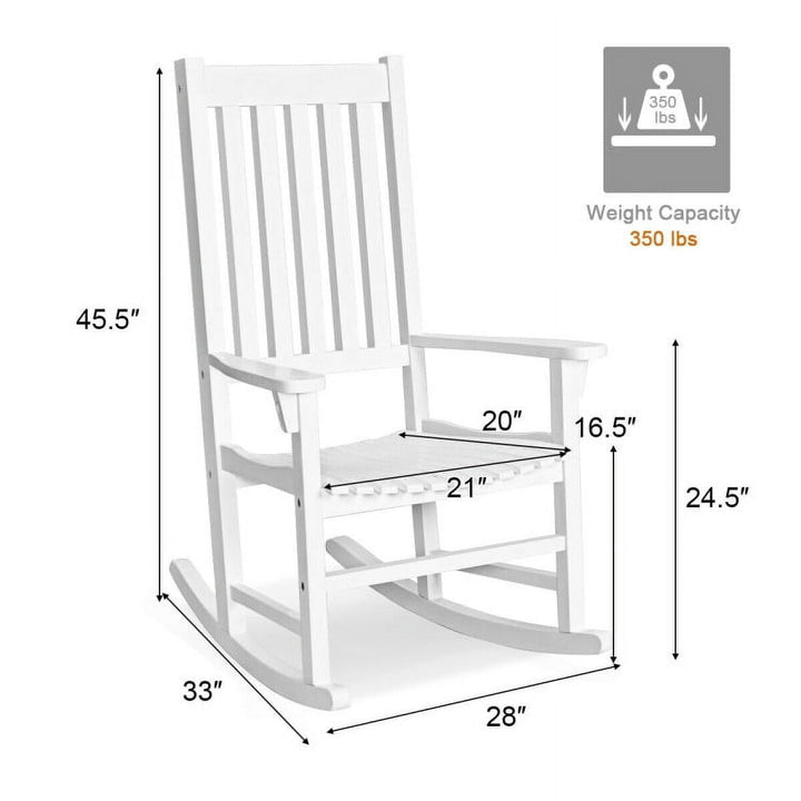 Hommoo Indoor Outdoor Wooden High Back Rocking Chair, Chair Single Rocker for Patio Deck Porch,Backyard,Indoor and Image 6