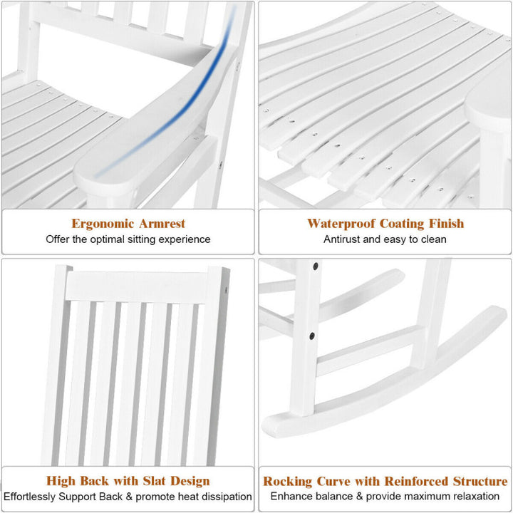 Hommoo Indoor Outdoor Wooden High Back Rocking Chair, Chair Single Rocker for Patio Deck Porch,Backyard,Indoor and Image 7