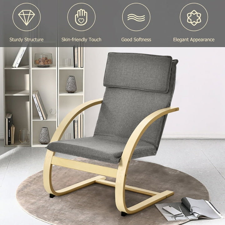 Hommoo Lounge Chair, Accent Armchair Leisure Chair,Accent Sofa Chair,Modern Fabric Upholstered Bentwood Lounge Image 4