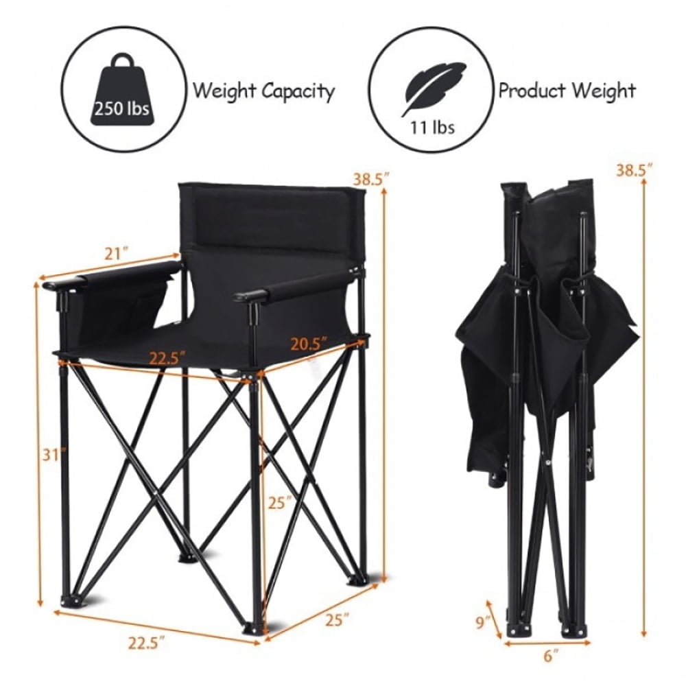 Hommoo Portable 38 Inch Oversized High Camping Fishing Folding Chair, Outdoor Camping Chairs for Adult Hiking Fishing Image 6