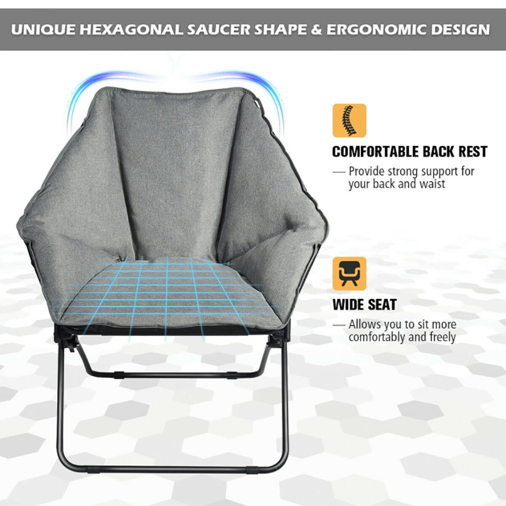 Hommoo Oversized Foldable Leisure Camping Chair with Sturdy Iron Frame, Outdoor Camping Chairs for Adult Hiking Fishing Image 5